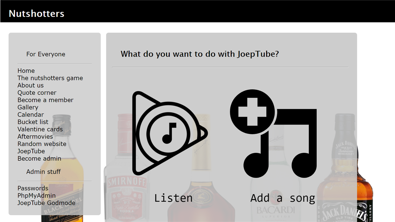 JoepTube Home - choose listen or queue